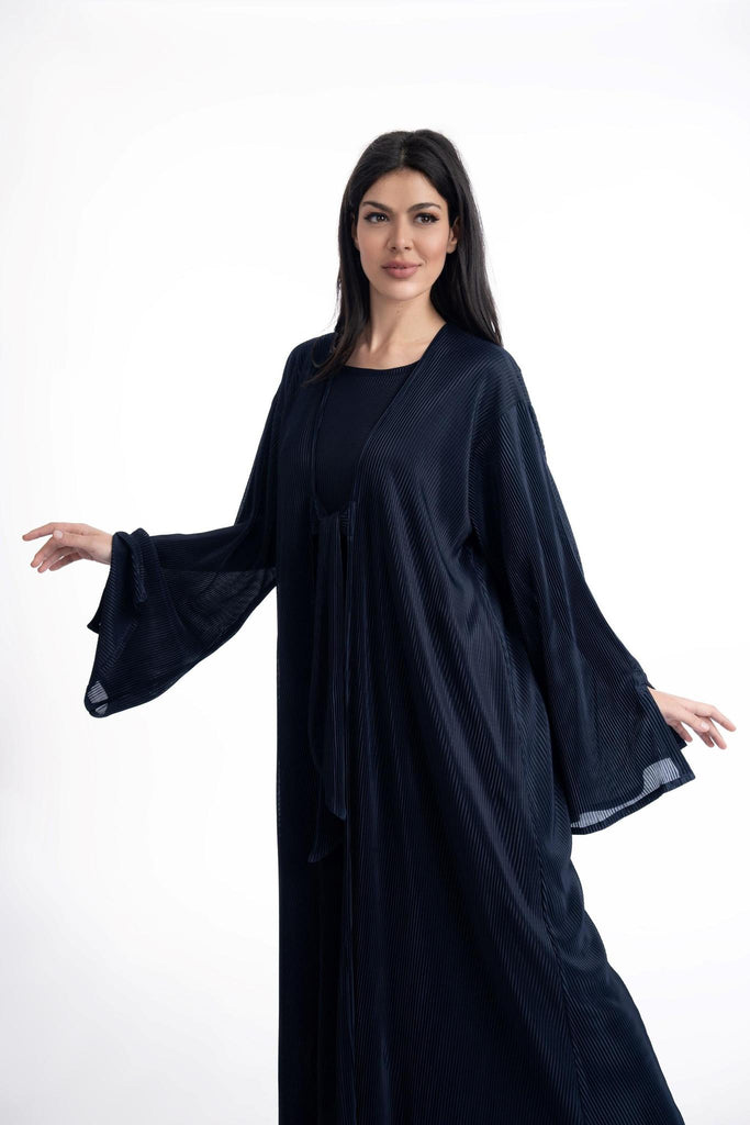 Basma Crinkle Abaya Navy