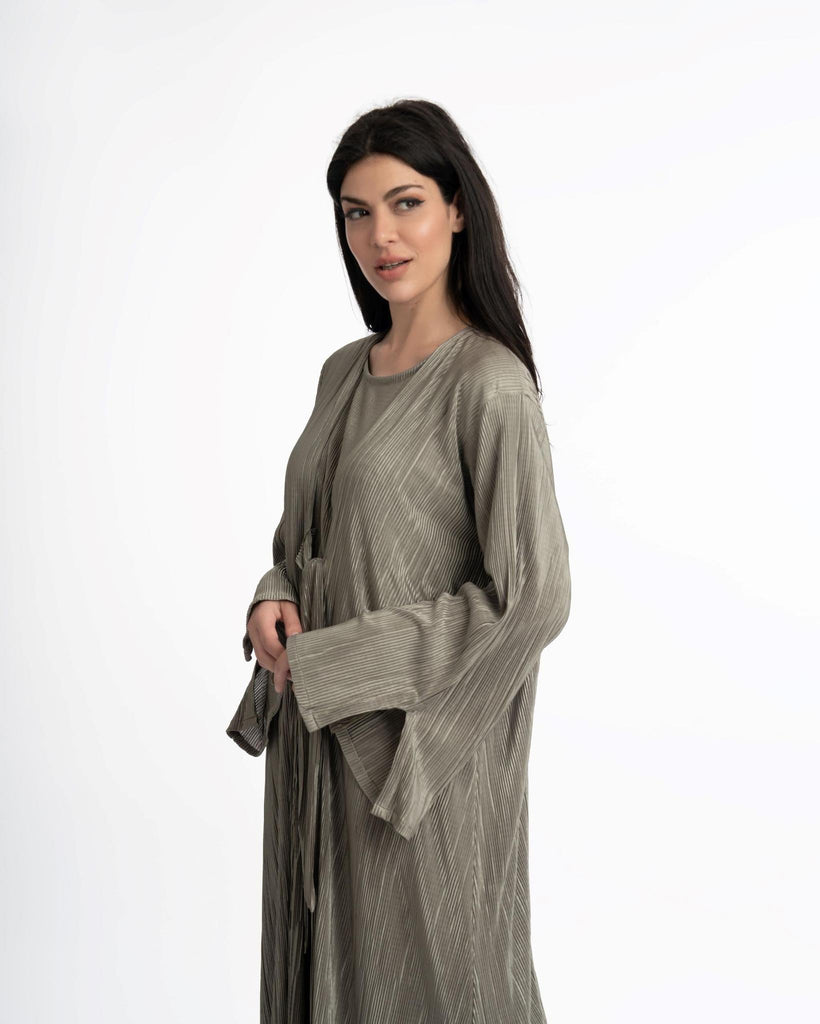 Basma Crinkle Abaya Olive Green