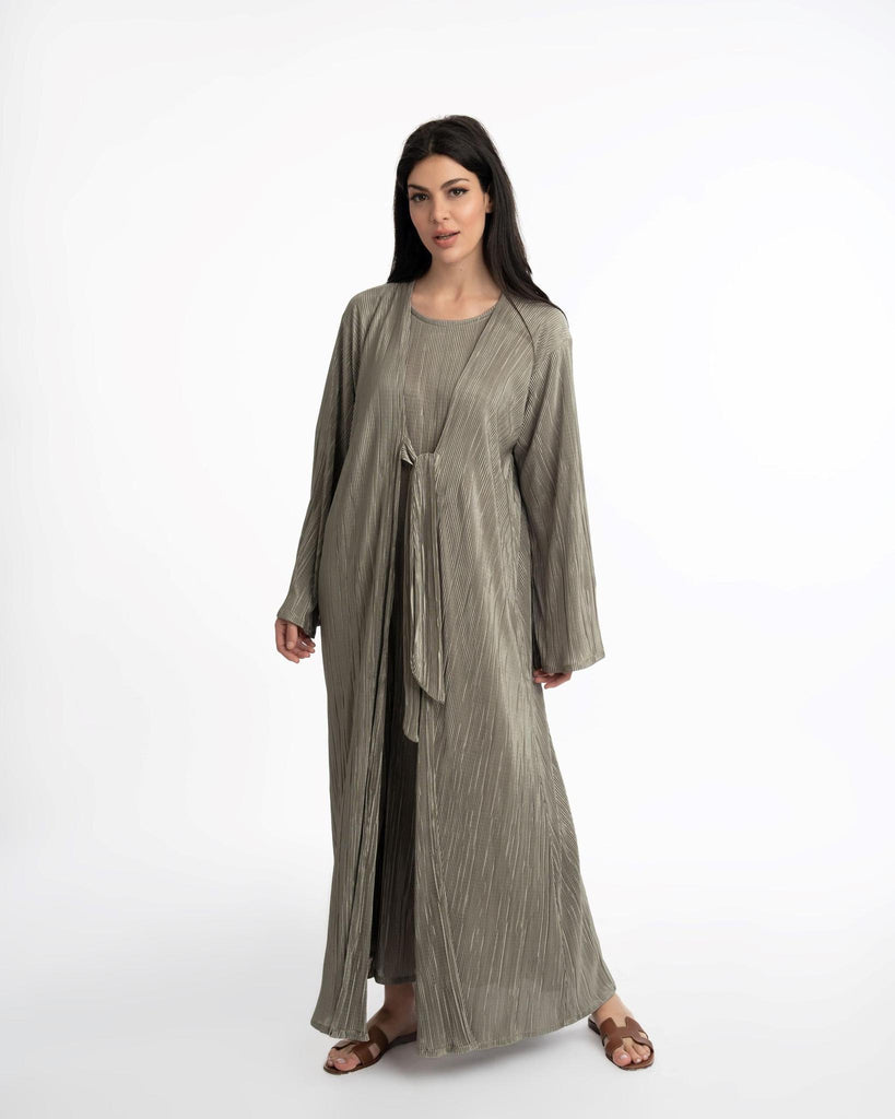 Basma Crinkle Abaya Olive Green