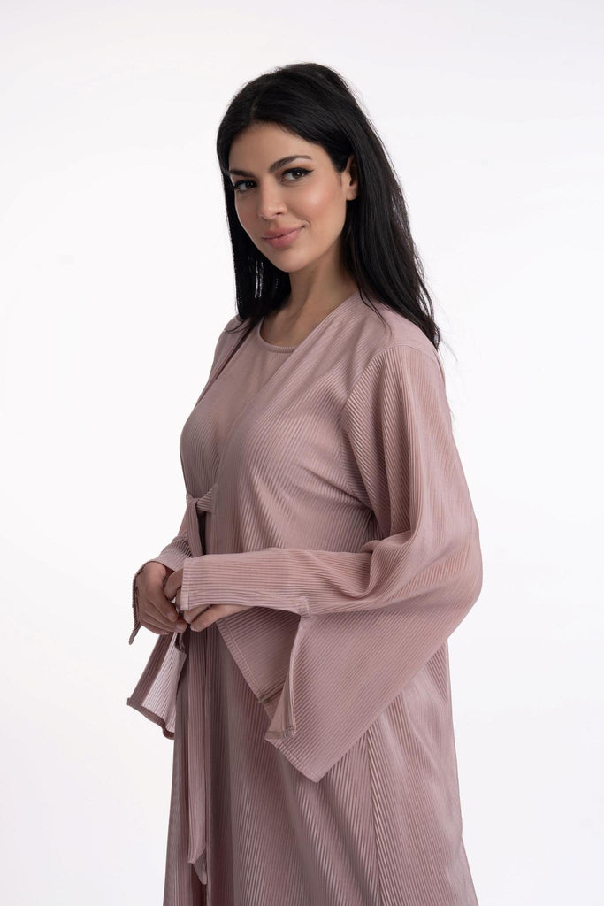 Basma Crinkle Abaya Pink