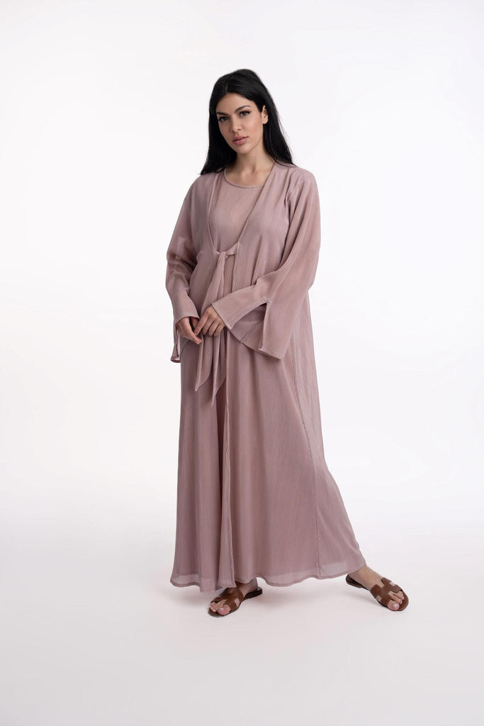 Basma Crinkle Abaya Pink