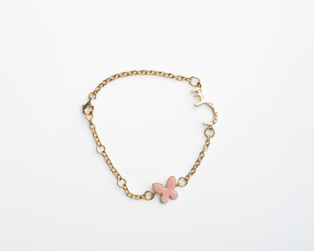 Butterfly Arabic Initial Bracelet Gold- Women