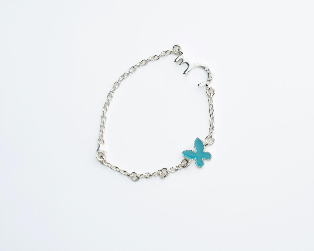 Butterfly Arabic Initial Bracelet Silver- Women