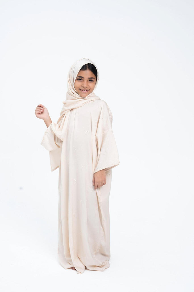 Cream Ahlam Prayer Abaya-Kids