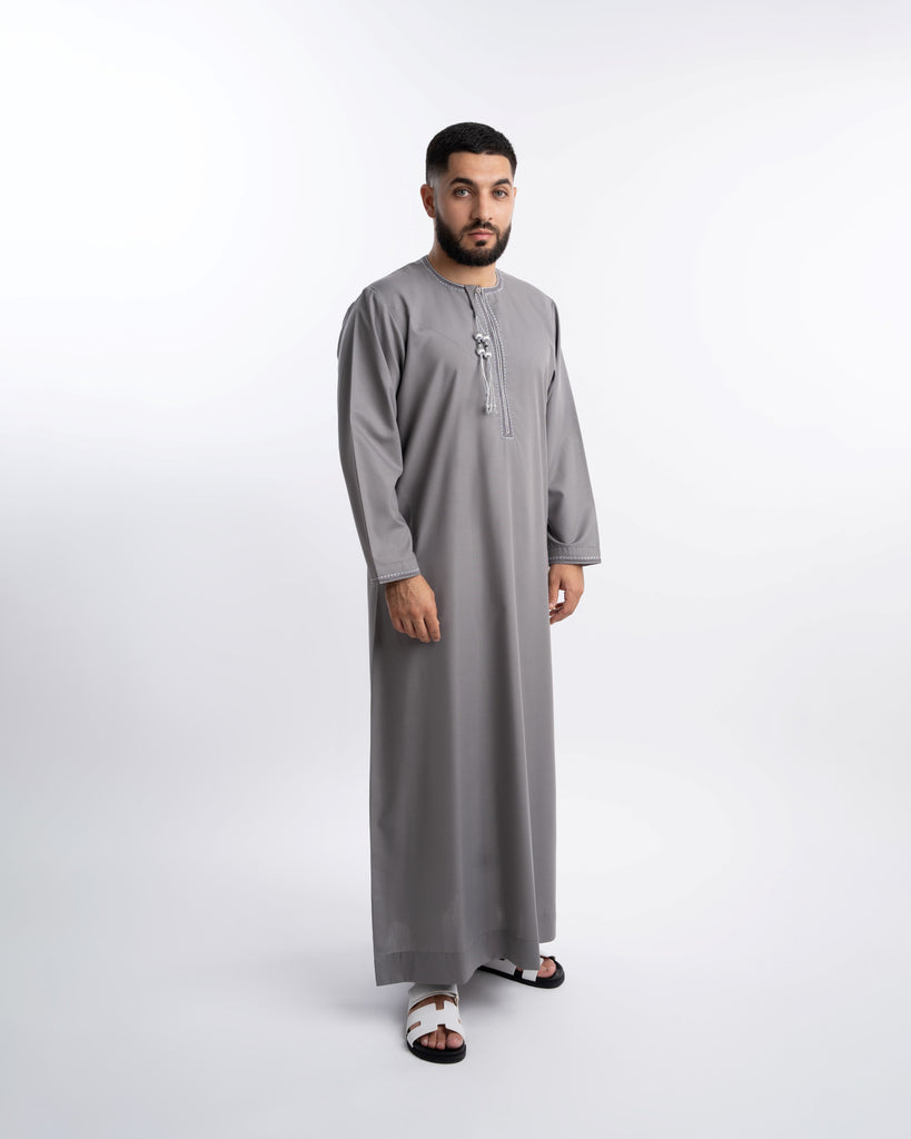 Omani Grey Kandora - Mens - YALLAWORLD