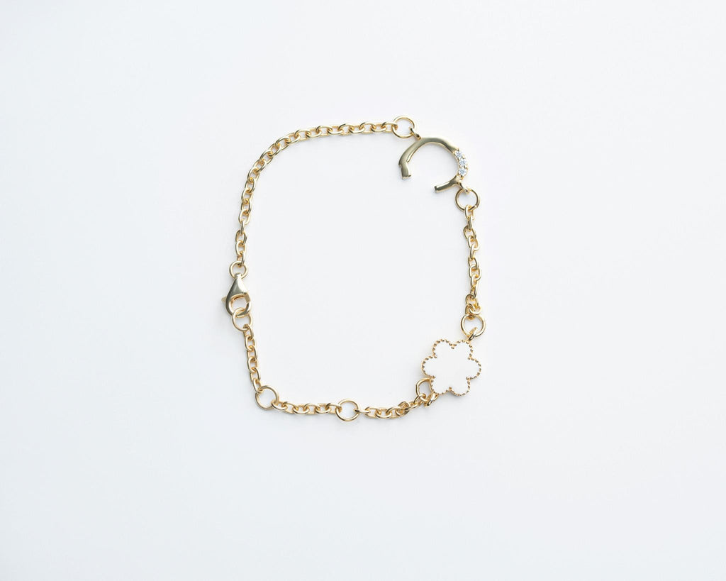 Flower Arabic Initial Bracelet Gold - Women