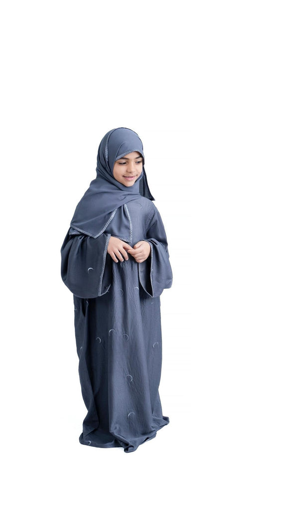 Grey Ahlam Prayer Abaya-Kids