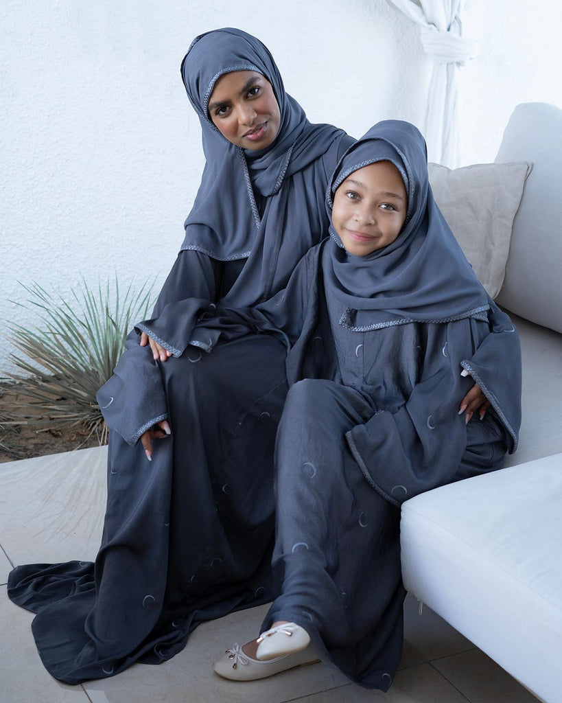Grey Ahlam Prayer Abaya-Kids