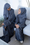 Grey Ahlam Prayer Abaya-Kids
