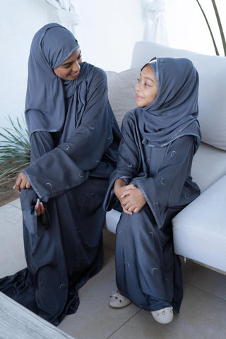 Grey Ahlam Prayer Abaya-Kids