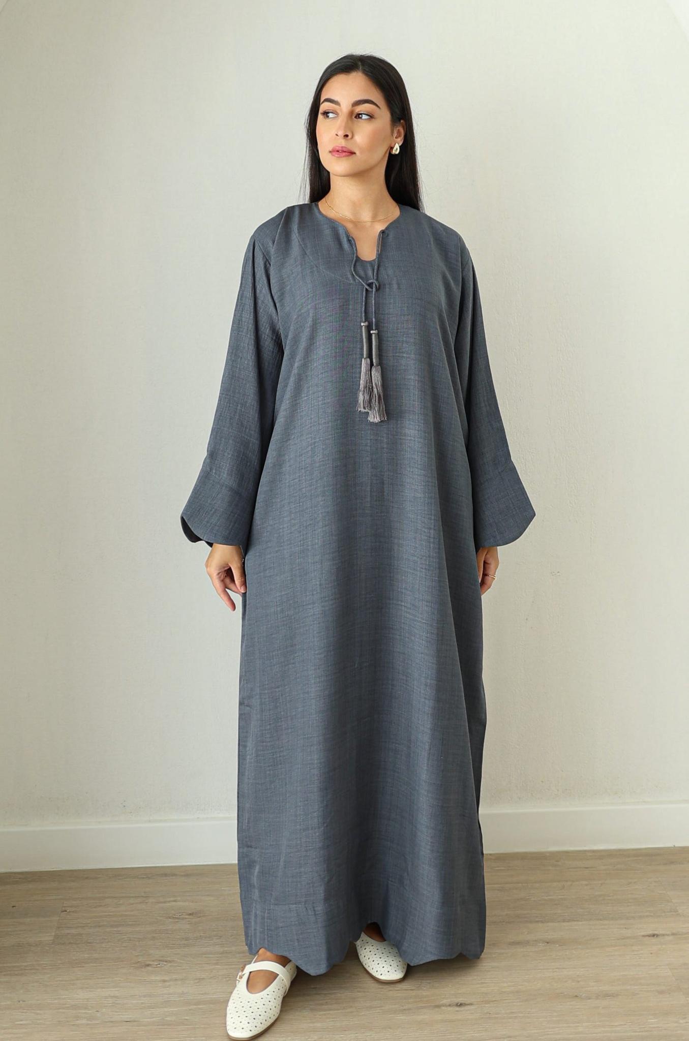 linen caftan maxi dress Linen Kaftan Dress With Pockets