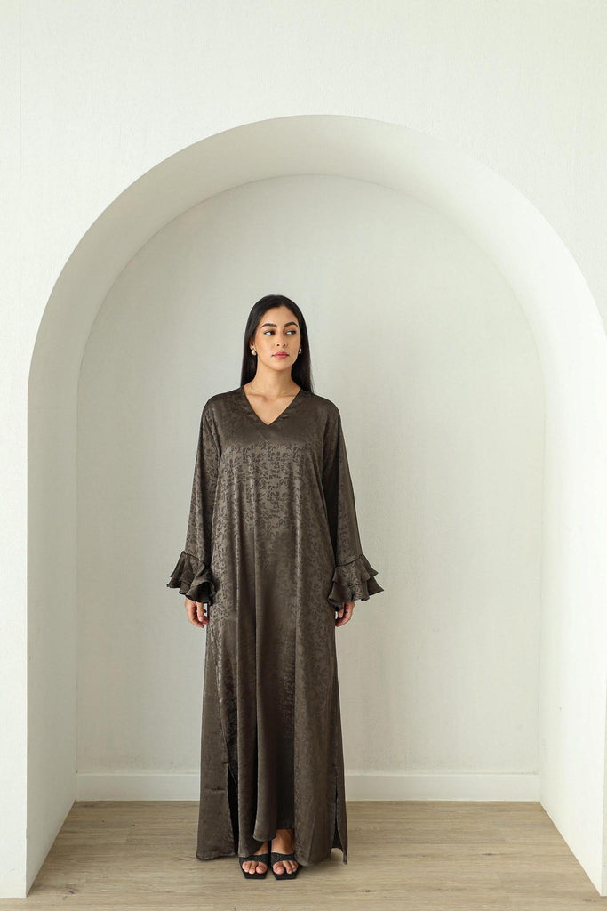 Jacquard Print Dress - Olive