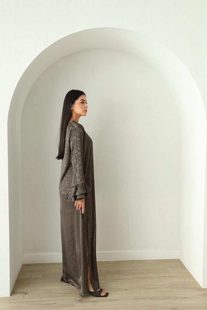 Jacquard Print Dress - Olive