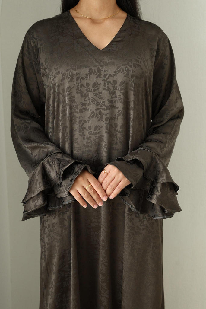 Jacquard Print Dress - Olive