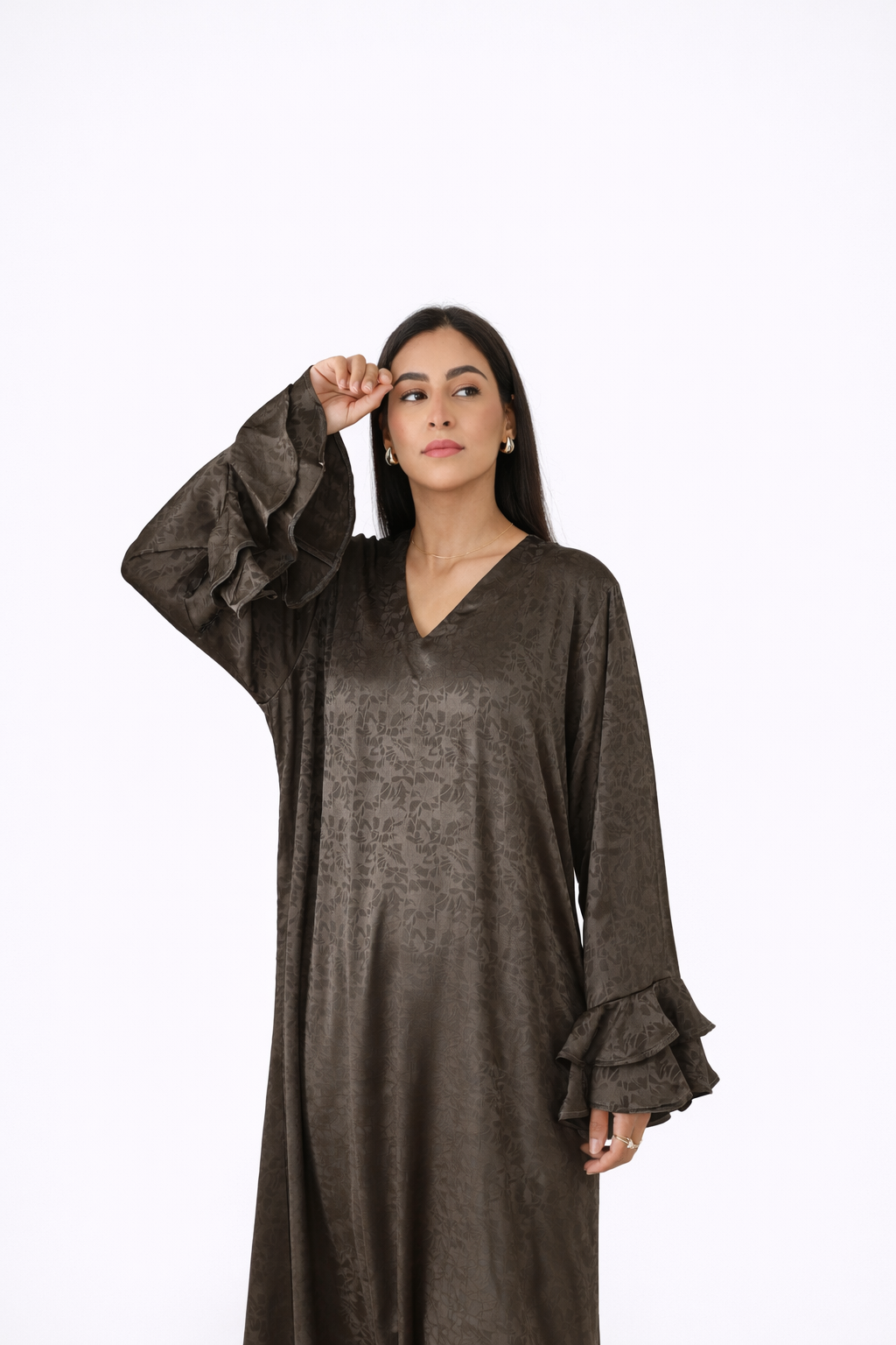 Jacquard Print Dress - Olive