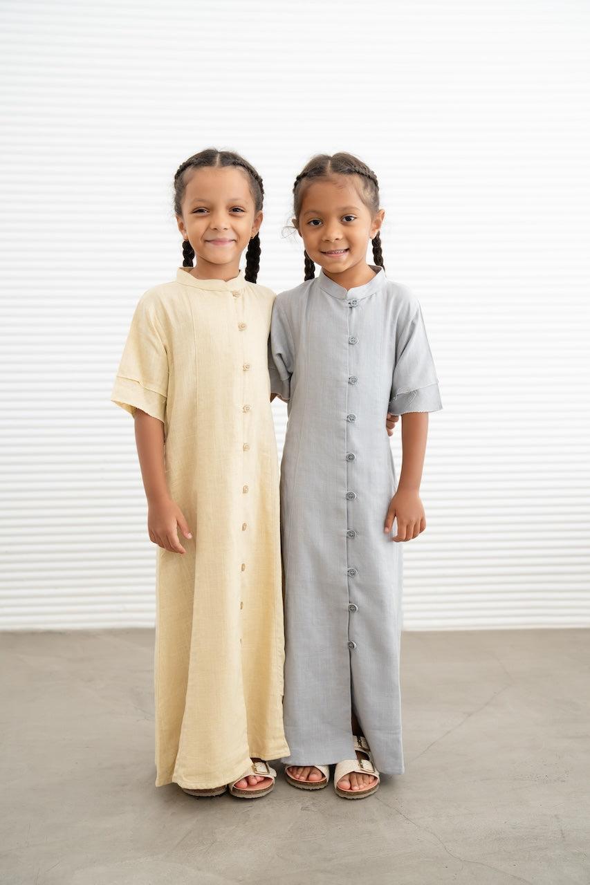 Kids Linen Button Down Dress- Butter Yellow, 8-10 year / Kids / Yellow Kids Linen Button Down Dress- Butter Yellow, 8-10 year / Kids / Yellow