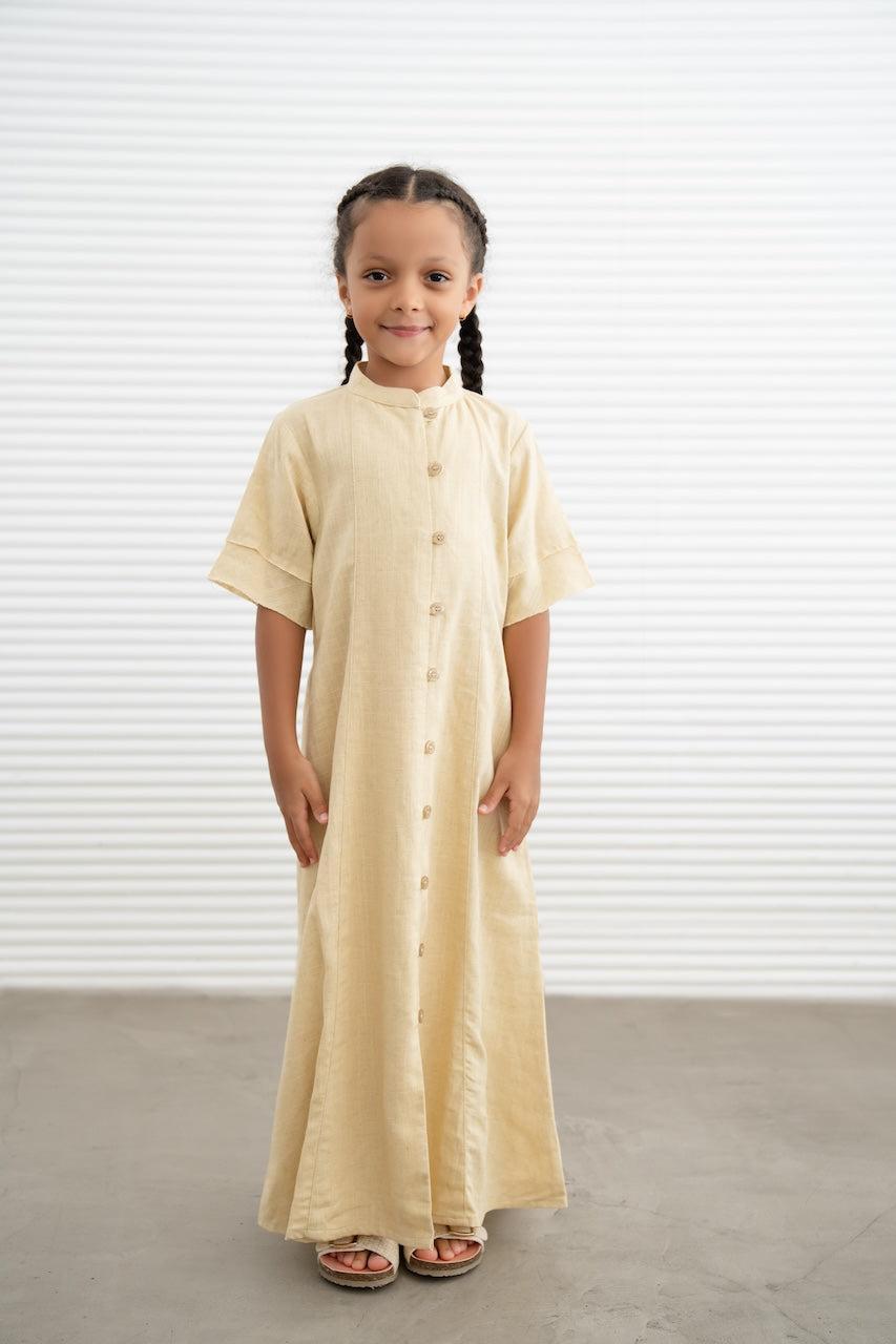 Kids Linen Button Down Dress- Butter Yellow, 8-10 year / Kids / Yellow Kids Linen Button Down Dress- Butter Yellow, 8-10 year / Kids / Yellow