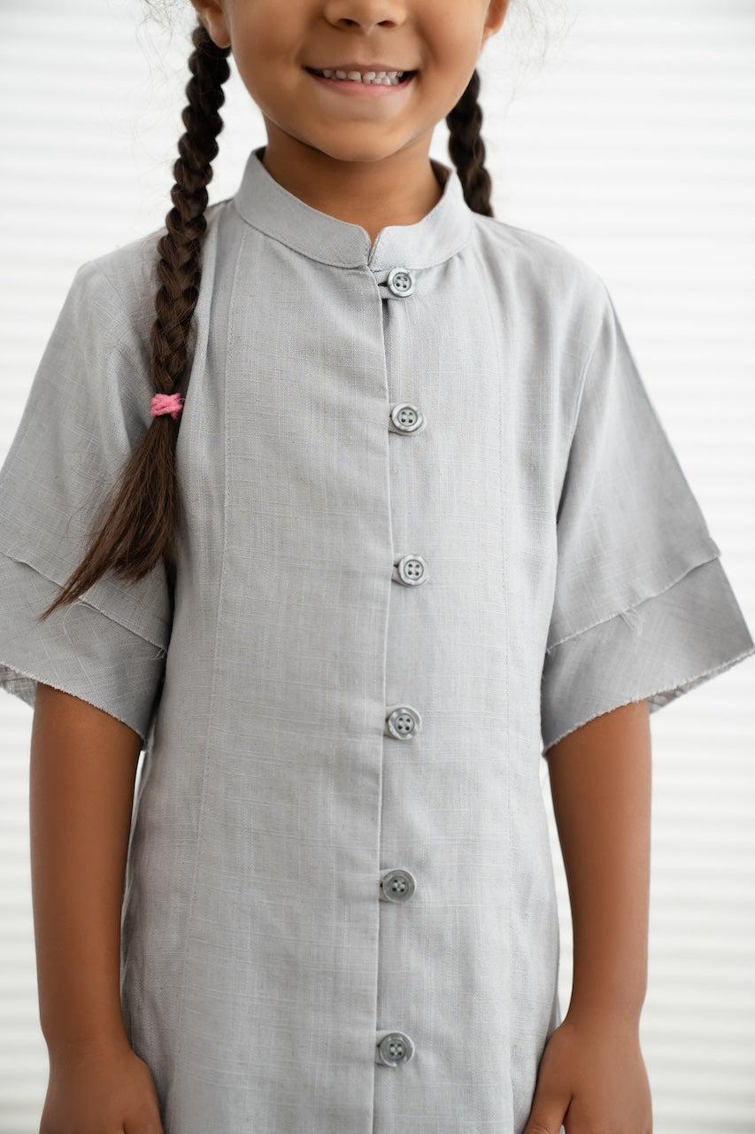 kids grey dress School Uniform Dress Knee Length Sleeveless Grey Girls Jumper Dress Kids Dress 6-7 Years