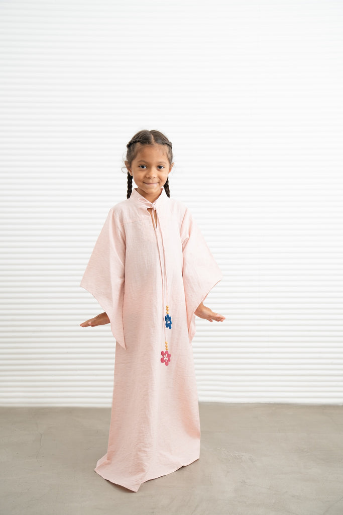 Kids Wide Sleeve Kaftan Dress - Rose