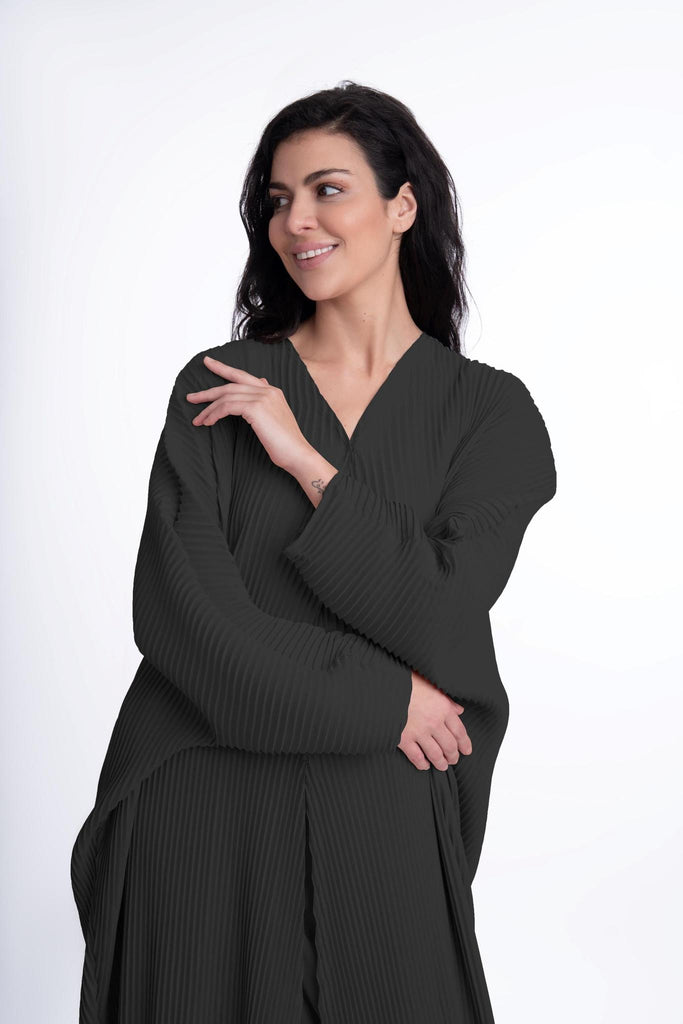 Leena Open Abaya - Black