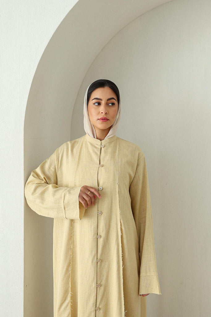 Linen Button Down Dress- Butter Yellow