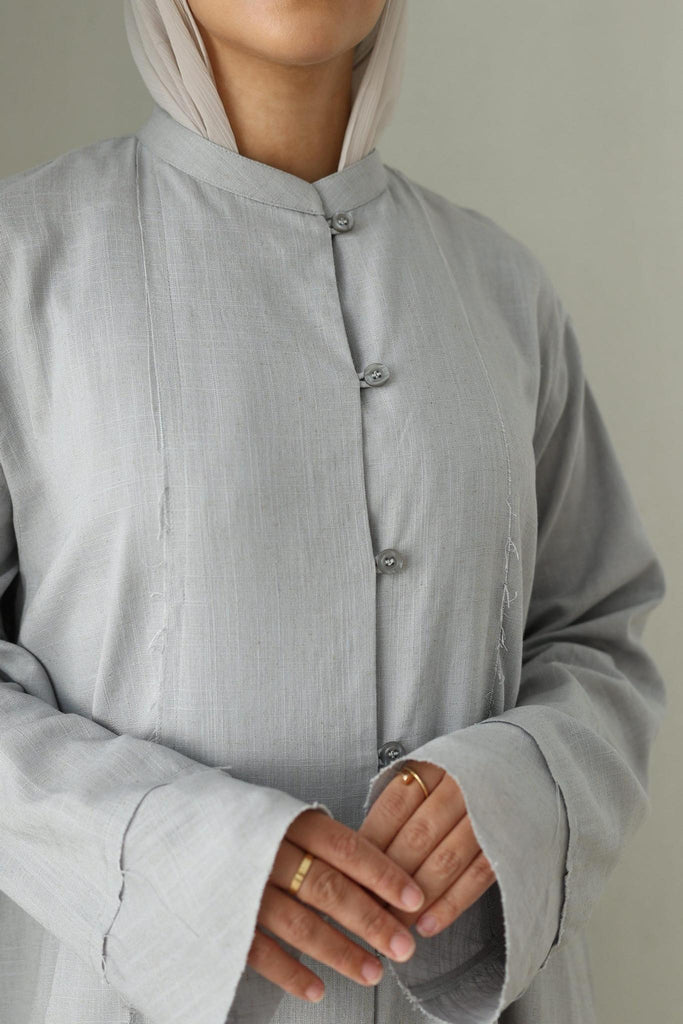 Linen Button Down Dress- Grey