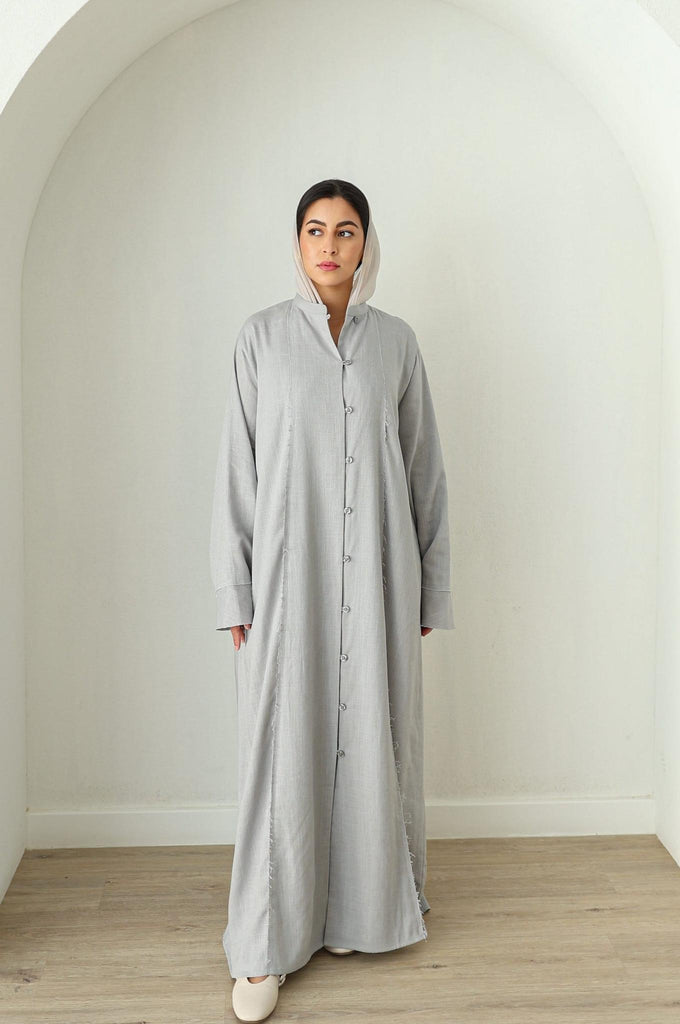 Linen Button Down Dress- Grey