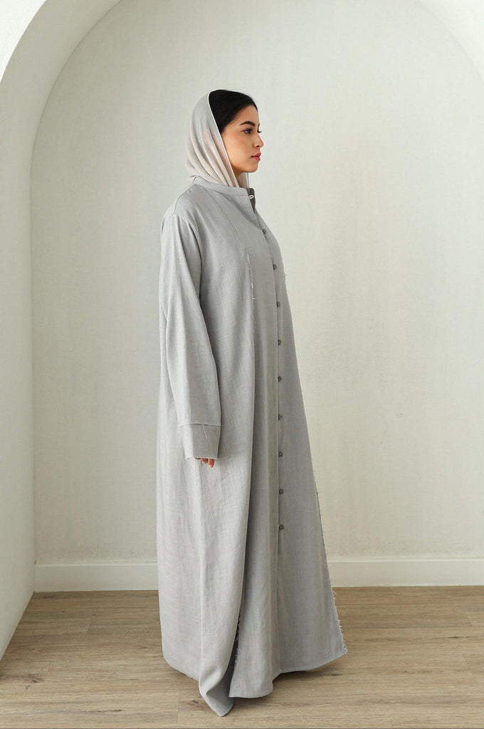 Linen Button Down Dress- Grey