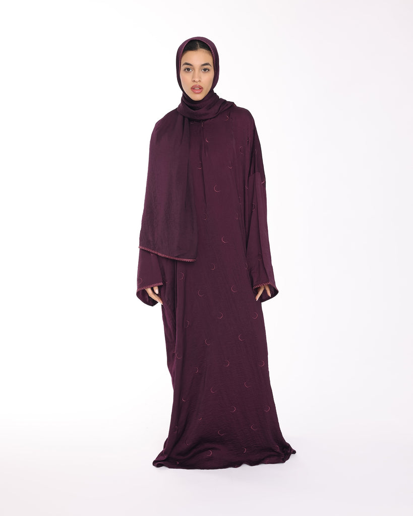 Maroon Ahlam Prayer Abaya-Women