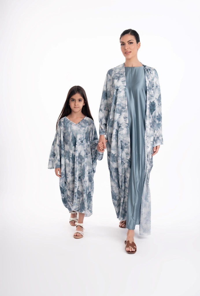 Ruba Blue Printed Kaftan Kids