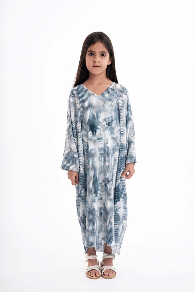Ruba Blue Printed Kaftan Kids