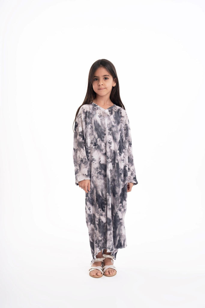 Ruba Grey Printed Kaftan Kids