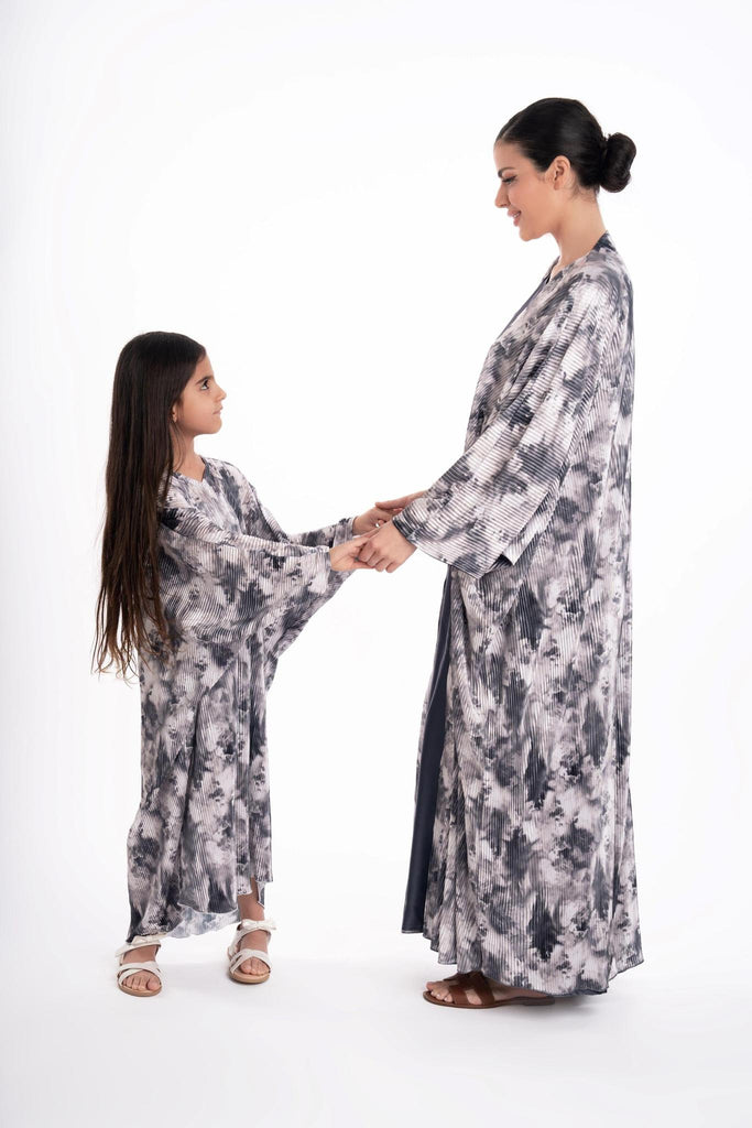 Ruba Grey Printed Kaftan Kids
