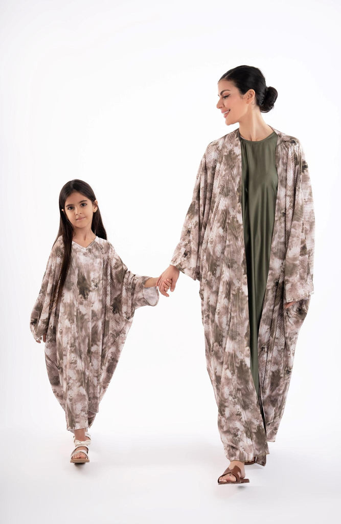 Ruba Khaki Printed Kaftan Kids