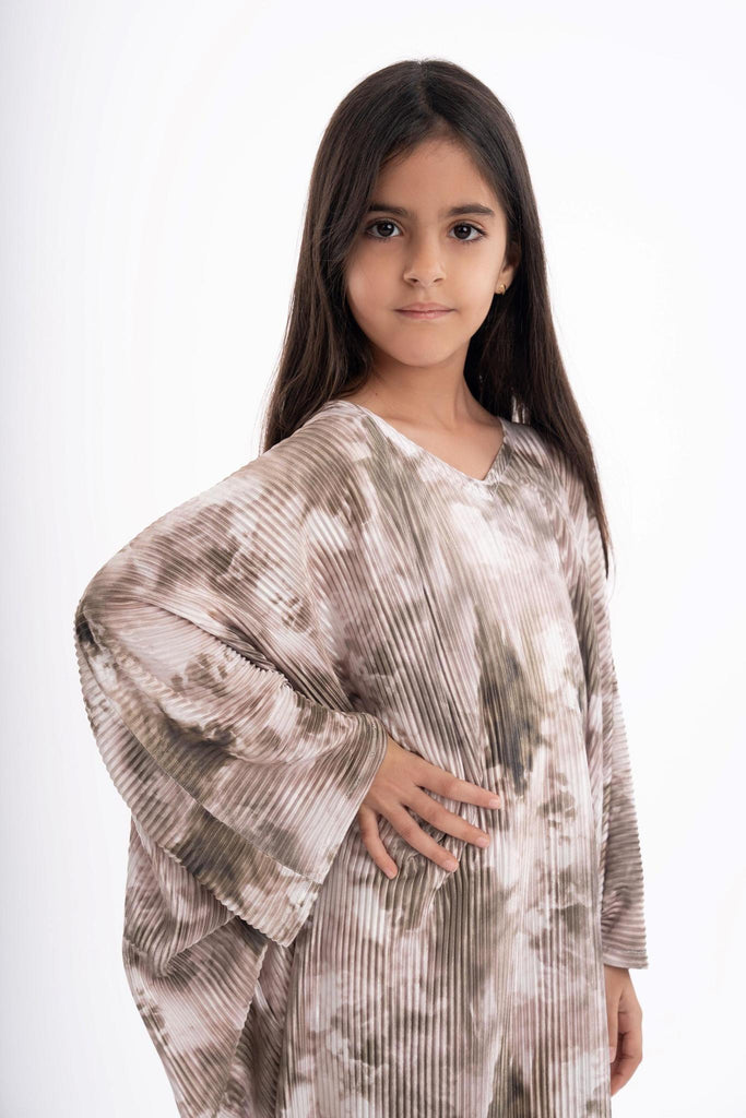 Ruba Khaki Printed Kaftan Kids