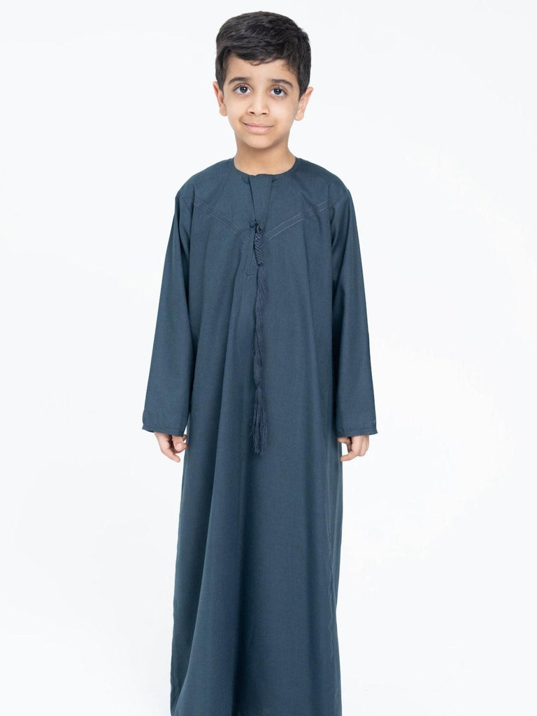 Teal Blue Emirati Kandora-Kids