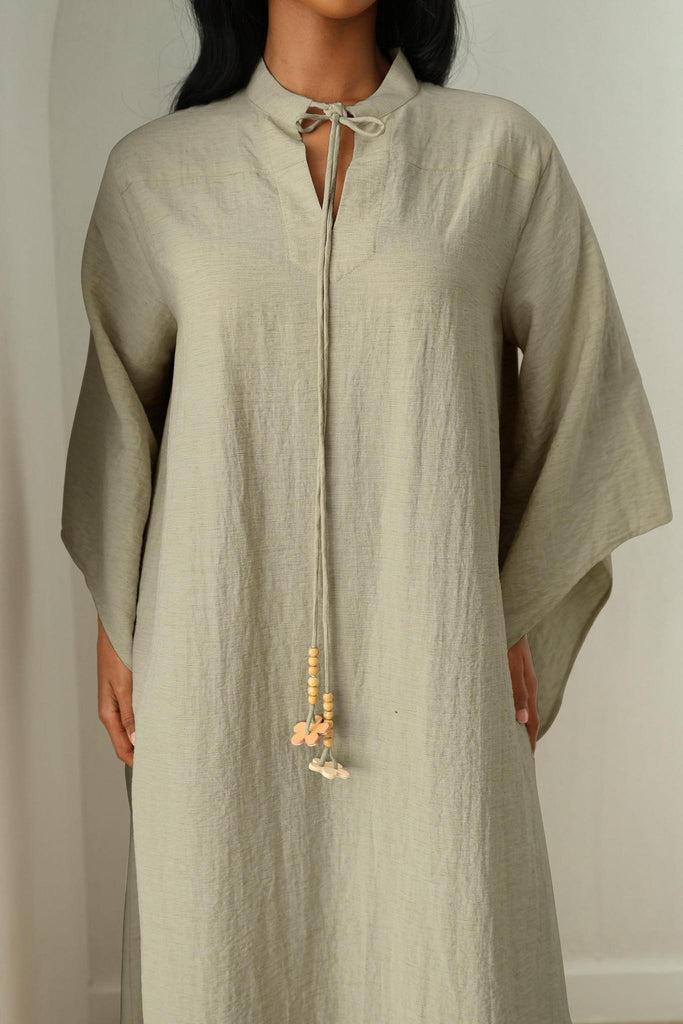 Wide Sleeve Kaftan Dress - Matcha