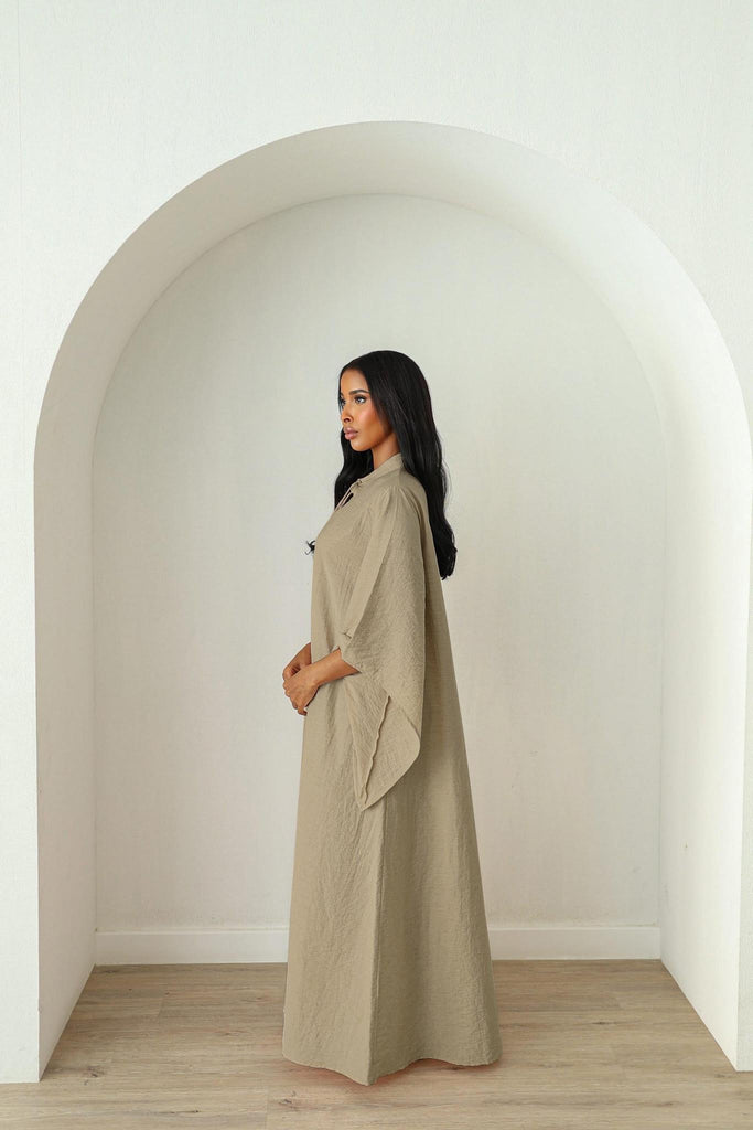 Wide Sleeve Kaftan Dress - Matcha