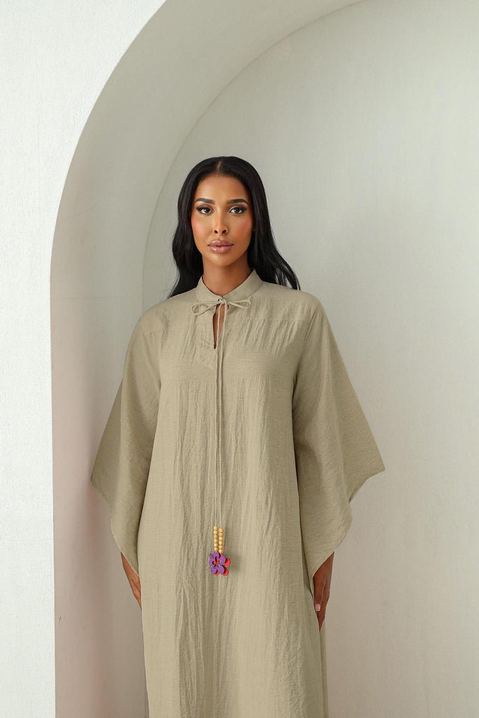 Wide Sleeve Kaftan Dress - Matcha