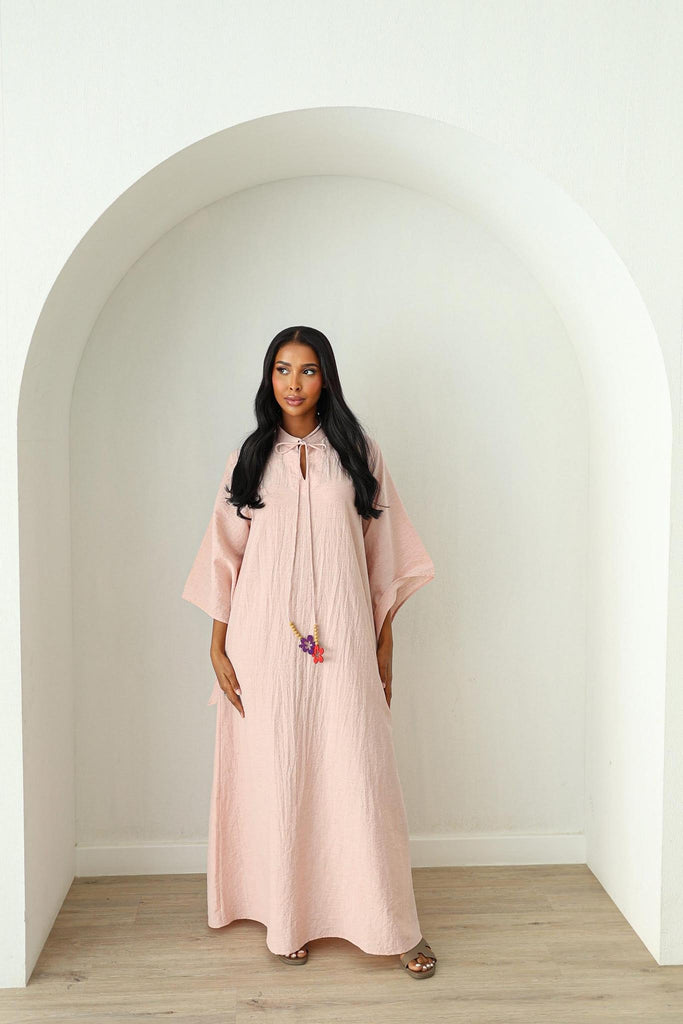 Wide Sleeve Kaftan Dress - Rose