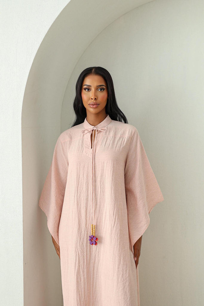 Wide Sleeve Kaftan Dress - Rose