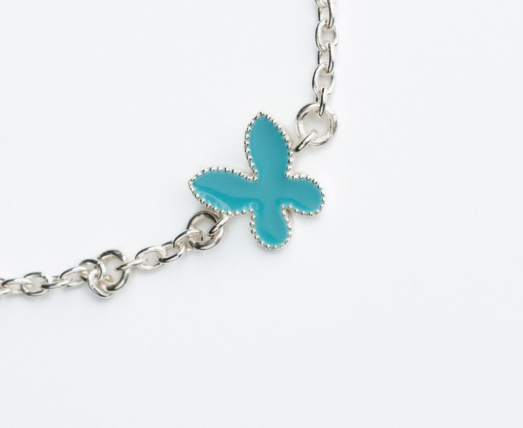 Silver Butterfly Arabic Initial Bracelet
