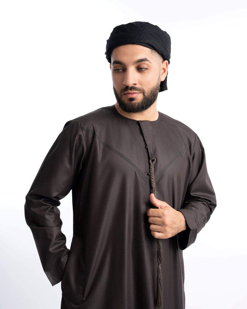 Dark Brown Emirati Kandora - Men - YALLAWORLD