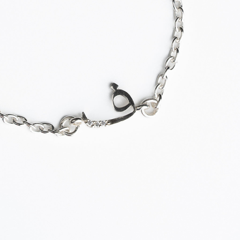Heart Arabic Custom Initial Bracelet Silver