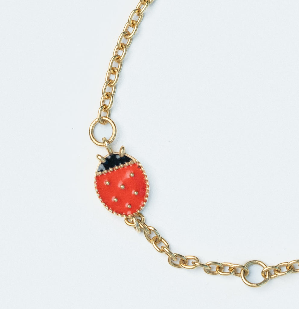 Custom Name Gold Ladybug Bracelet