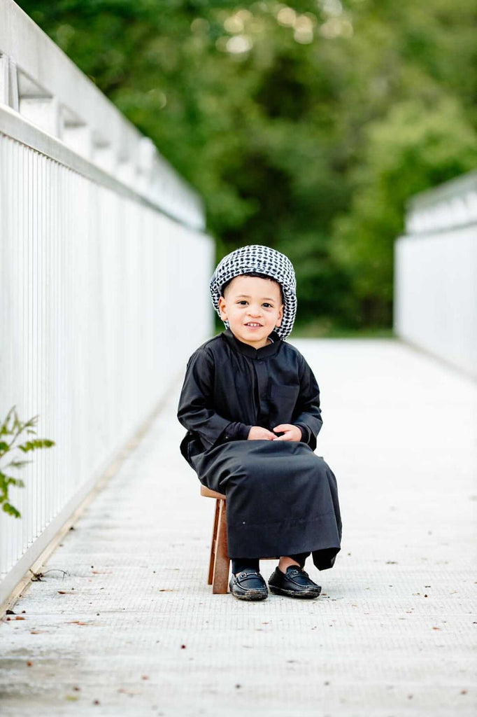 Black Kuwaiti Dishdasha-Kids