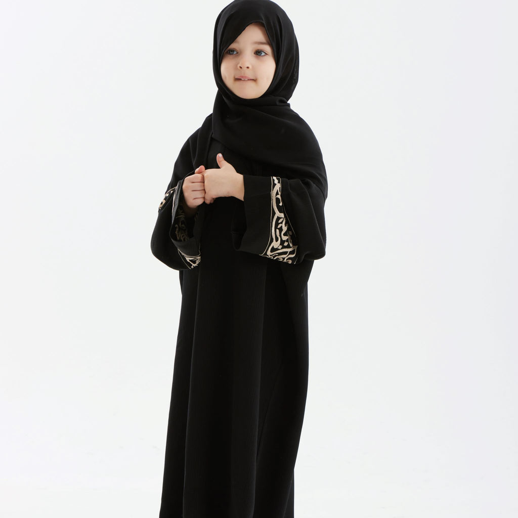 Black Layali Prayer Abaya-Kids