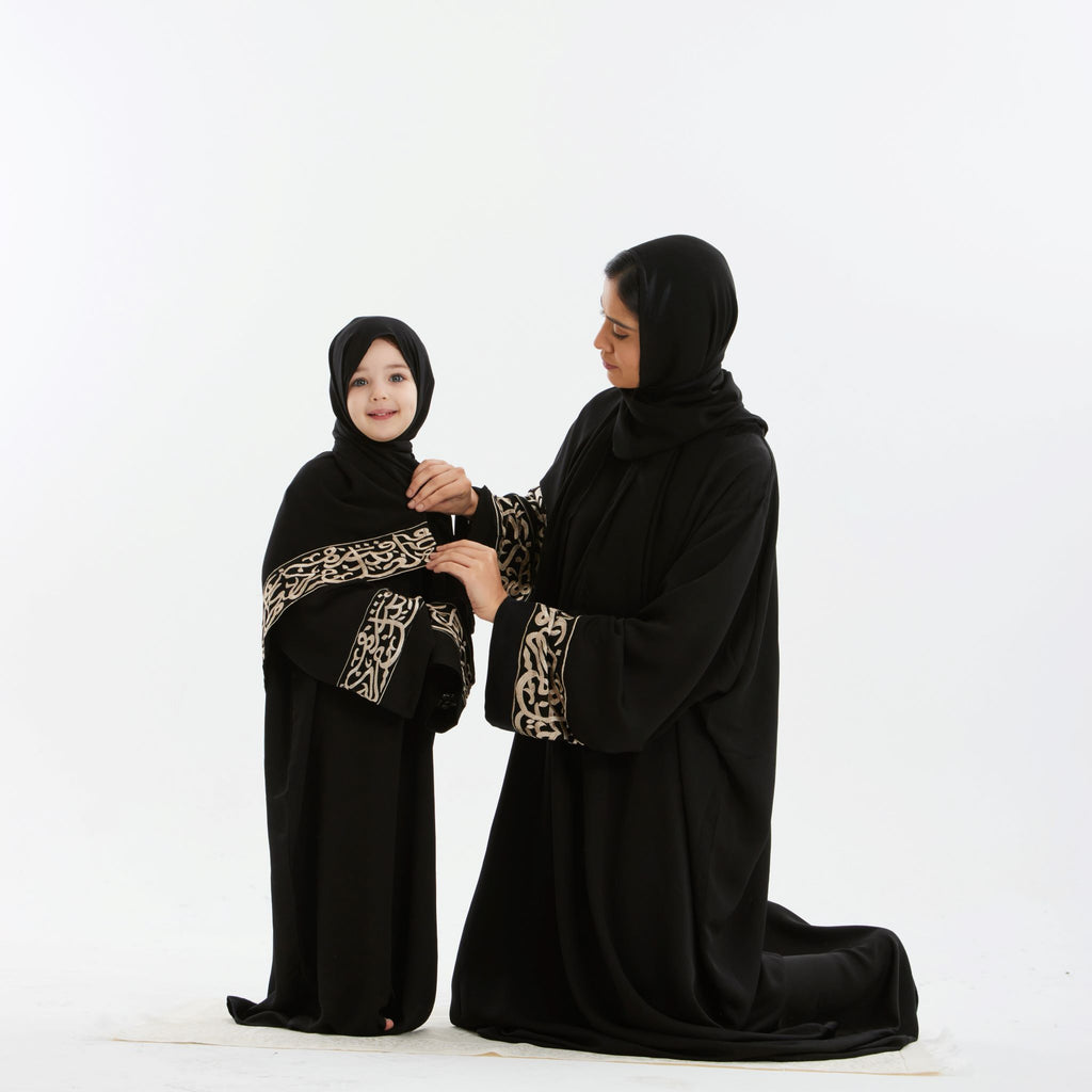 Black Layali Prayer Abaya-Kids