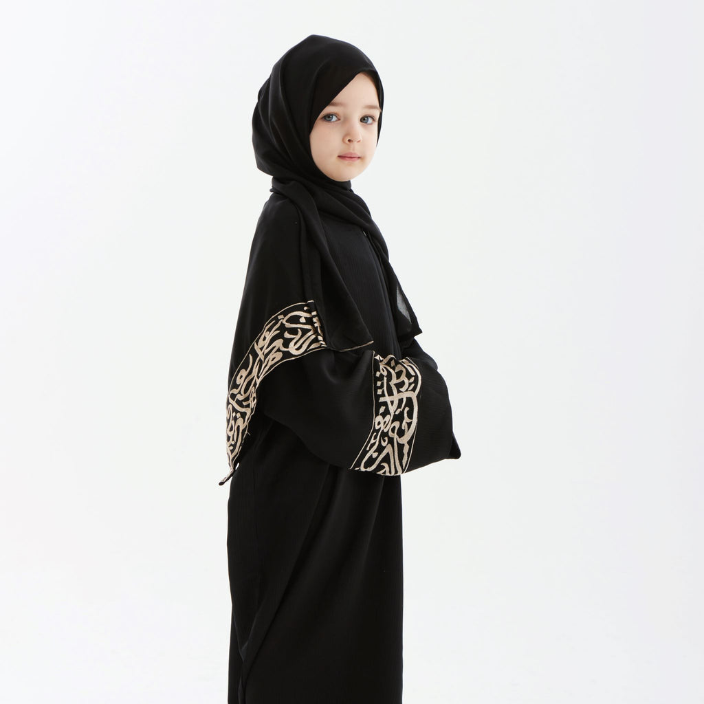 Black Layali Prayer Abaya-Kids