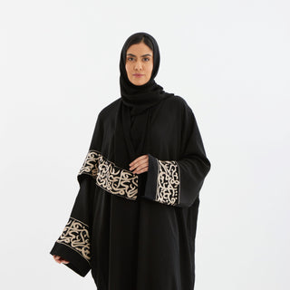 Black Layali Gold Prayer Abaya-Women